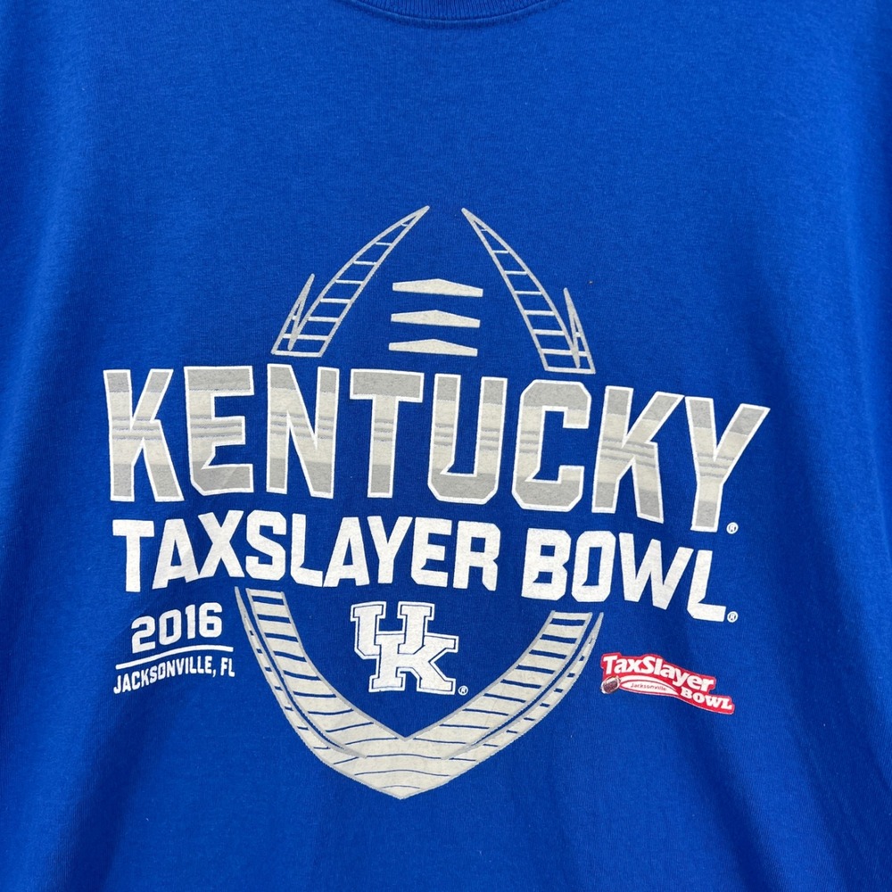 Blue 84 Kentucky TaxSlayer Bowl 2016 T-Shirt Mens 2XL Blue Short Sleeve Cotton‎